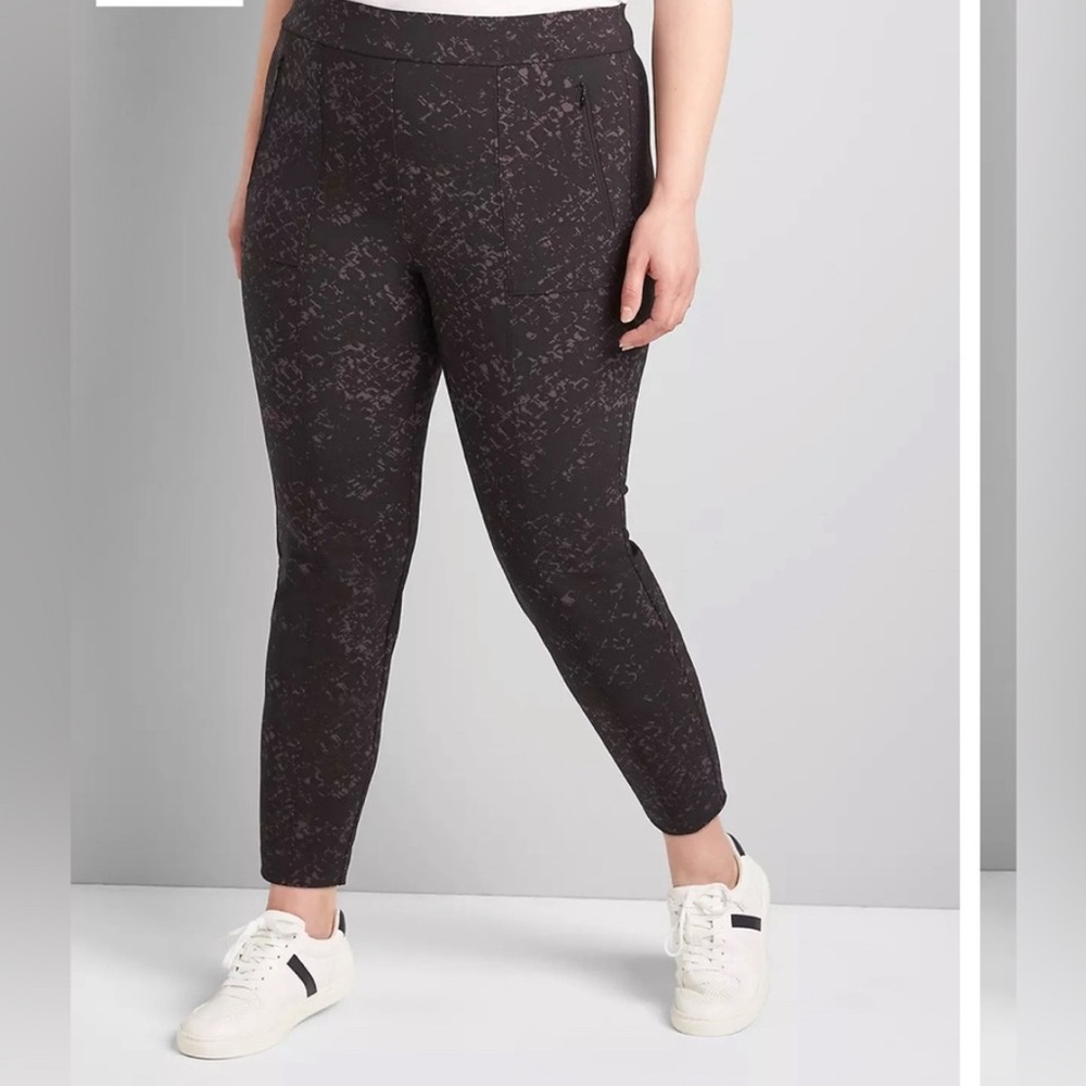 Lane Bryant Size 20 On The Go Ankle Pants Black Gray‎ Pants Abstract Whimsigoth